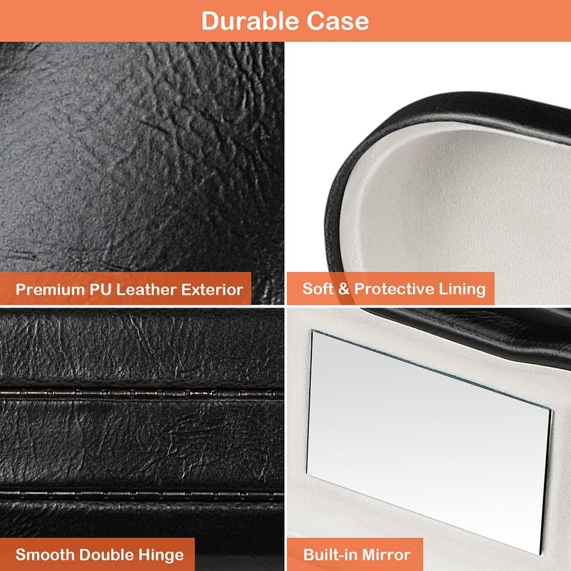 Kenobee Glasses Case, Contact Lens Case With Mirror, Tweezers And Suction Cup, Portable Double-Sided 2 In 1 Glasses Case, Contact Lens Case For Glasses, Reading Glasses, Contact Lenses (Black). - NewNest Australia