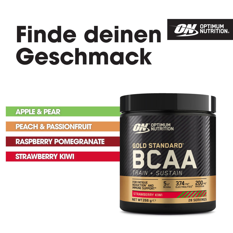 Optimum Nutrition Gold Standard Bcaa Powder Branch Chain Amino Acids Supplement With Vitamin C, Wellmune And Electrolytes For Intra Workout Support, Strawberry Kiwi, 28 Servings, 266G - NewNest Australia