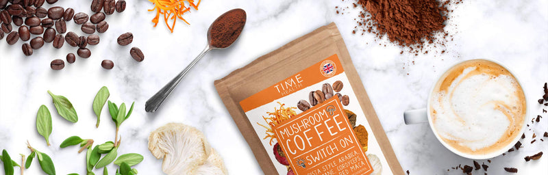 Mushroom Coffee Blend (Instant) - 100g - 40 Servings - Arabica Coffee, Lion's Mane, Cordyceps, Chaga, Red Maca, Theanine, Bacopa & Resveratrol - Natural Energy & Focus - Vegan - UK Made 100 g (Pack of 1) - NewNest Australia