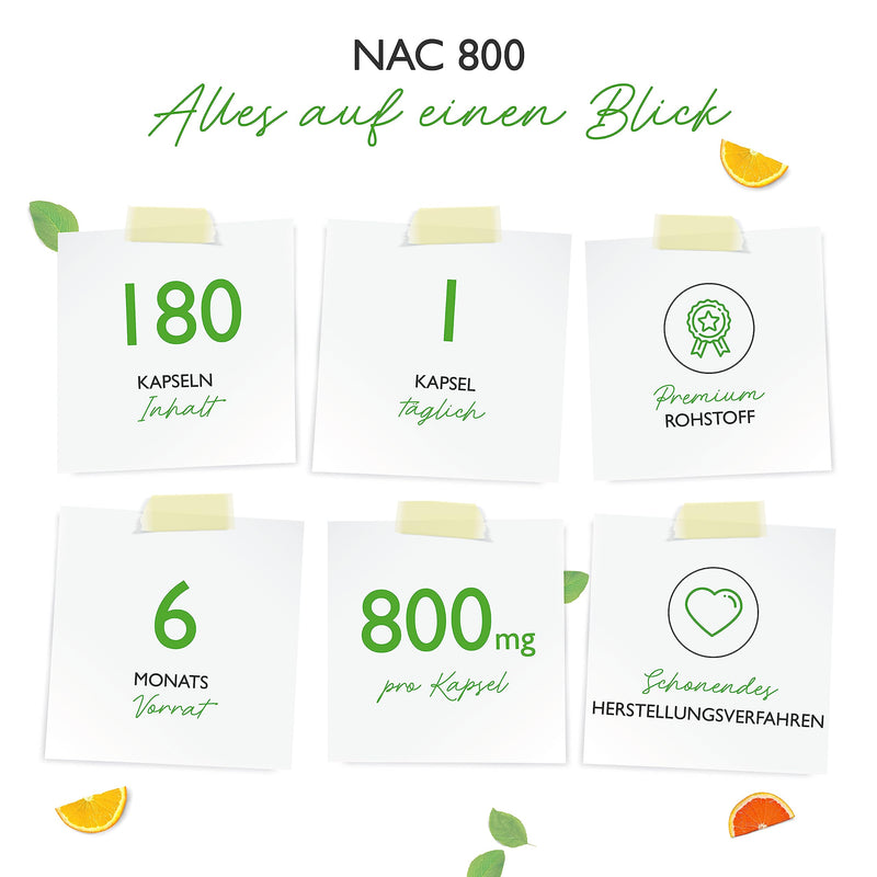 Nac - N-Acetyl L-Cysteine 180 Capsules With 800 Mg Each - 6 Month Supply - Laboratory Tested (Active Ingredient Content & Purity) - Vegan - High Dose - Premium Quality - NewNest Australia