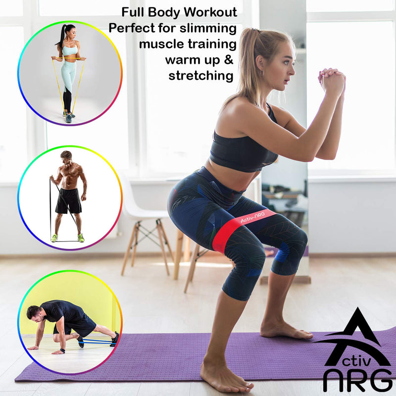 Activ-NRG Resistance Bands Set of 5 Physio, Exercising, Strengthening, Injury. Suitable for all Levels - 5 Different Strengths. Ideal for Fore Arms, Wrists, Ankles, Upper and Lower legs. - NewNest Australia