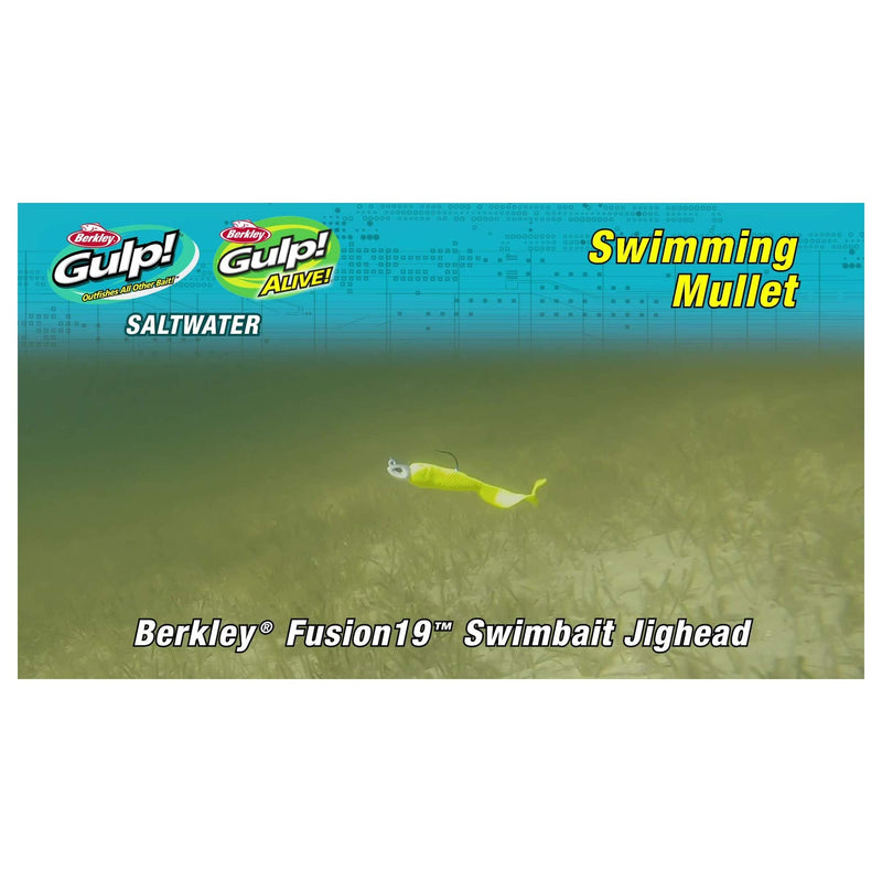 Berkley Gulp! Alive! Swimming Mullet Soft Fishing Bait, Pearl White/Chartreuse, 3in - Half Pint 4x7 - NewNest Australia