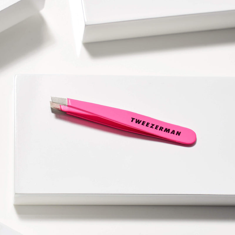 Tweezerman Stainless Steel Mini Slant Tweezer, Neon Pink, 1 Count Flamingo Pink - NewNest Australia