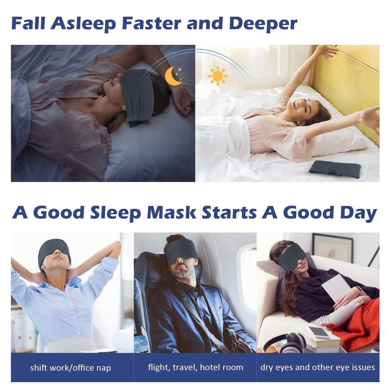Mavogel Sleep Mask - Skin Friendly Modal Material & Light Blocking Sleeping Mask for Home/Flight/Shift Work, 100% Handmade, Fully Adjustable Strap, Full Eye Covers for Women/Men Sleeping Dark Grey - NewNest Australia