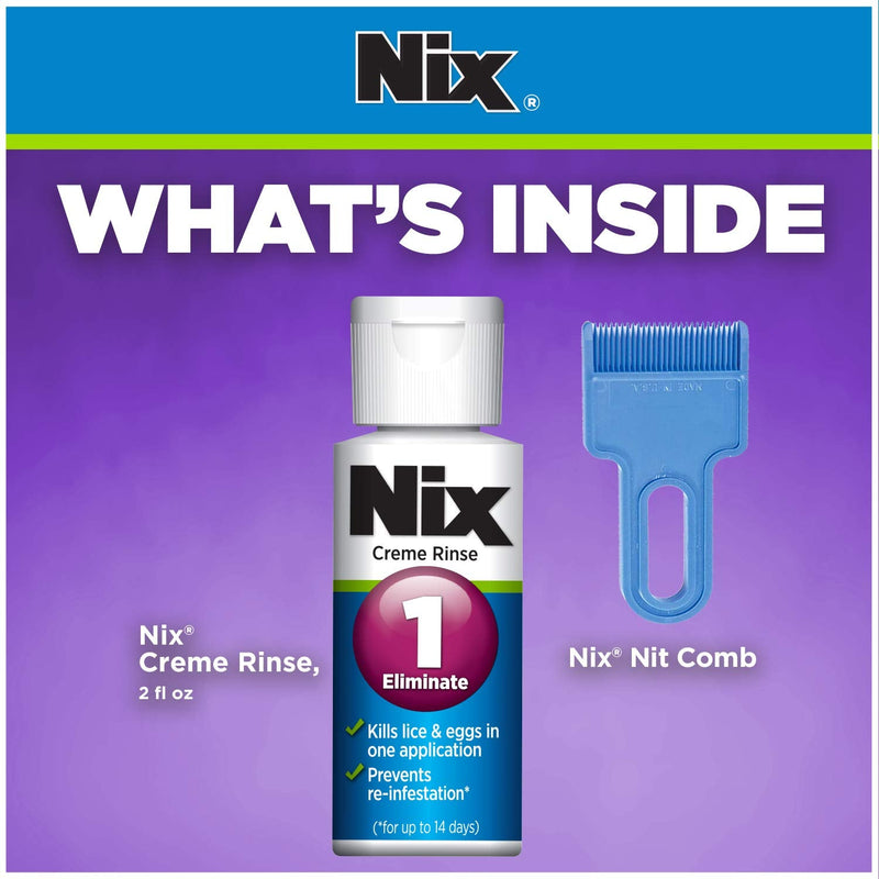 Nix Lice Killing Creme Rinse, 2 oz and Nit Comb to Remove Lice & Eggs from Hair Kit - NewNest Australia