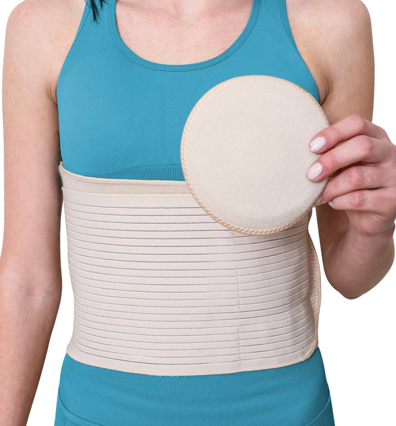 Hernia Belt for Men and Women - Beige Abdominal Binder for Umbilical Hernias & Navel Belly Button Hernias with Compression Pad for Hernia Support and Stomach (L/XL (37" to 51")) L/XL (37" to 51") - NewNest Australia