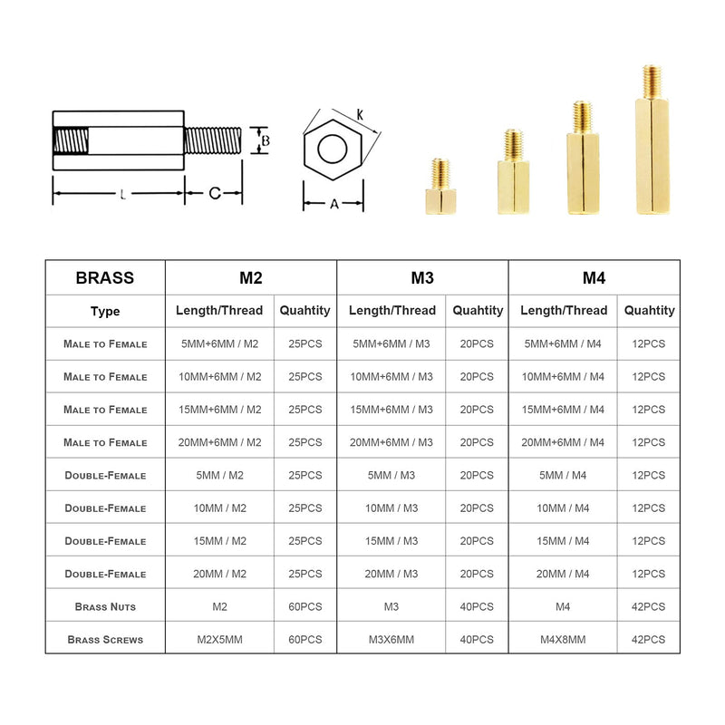 LitOrange 180 Pieces M4 Male Female Hex Brass Spacer Standoff Screw Nut Threaded Pillar PCB Motherboard Assortment Kit Brass 180PCS M4 - NewNest Australia