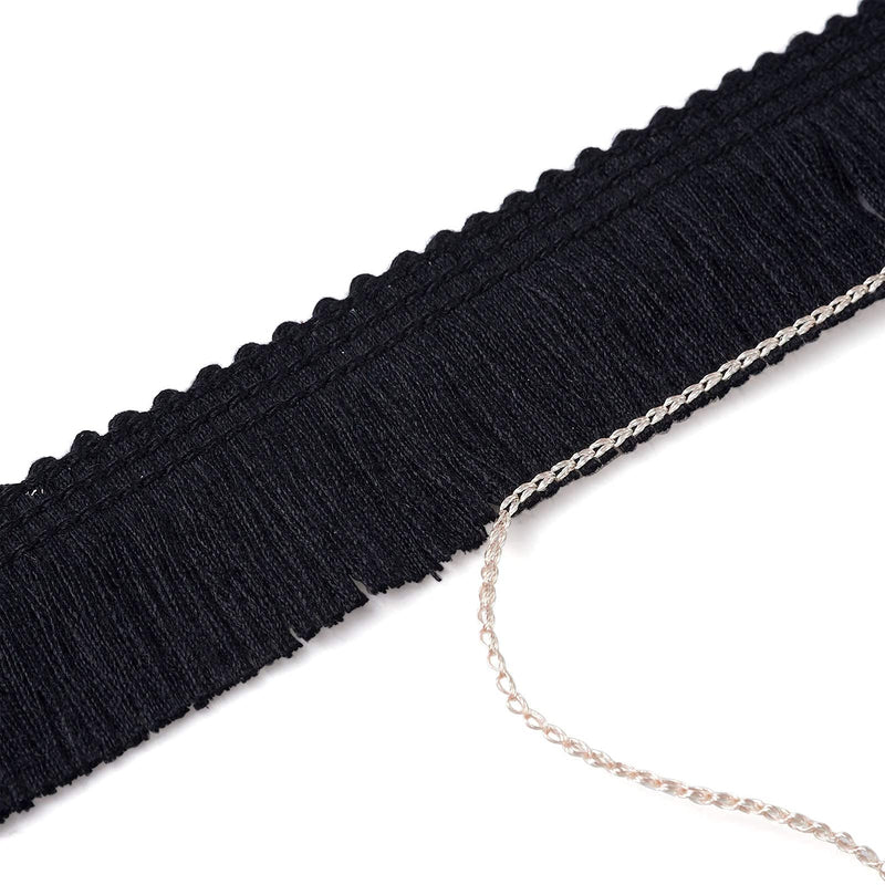 MegaPet Black Polyester Fringe Tassel Lace Trim 1 Inch x 82 Feet Chainette Fringe Fibre Trim for Sewing Quilting DIY Home Decoration - NewNest Australia