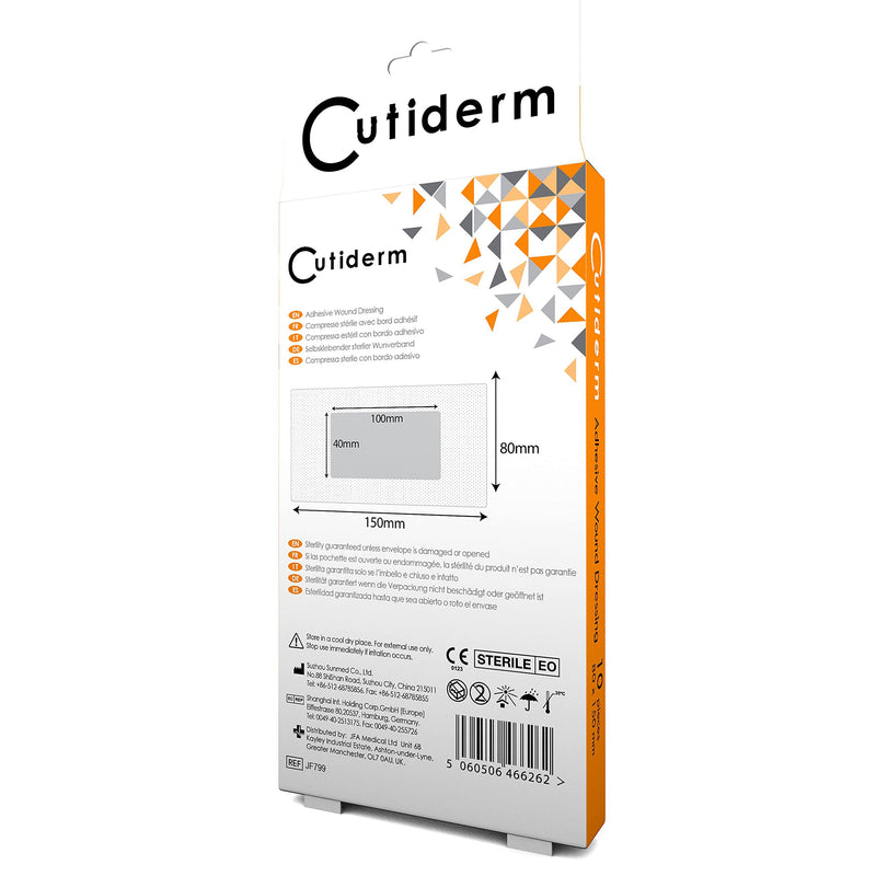 Pack of 10 Cutiderm Adhesive Sterile Wound Dressings - Suitable for cuts and grazes, Diabetic Leg ulcers, venous Leg ulcers, Small Pressure sores (80mm x 150mm) - NewNest Australia