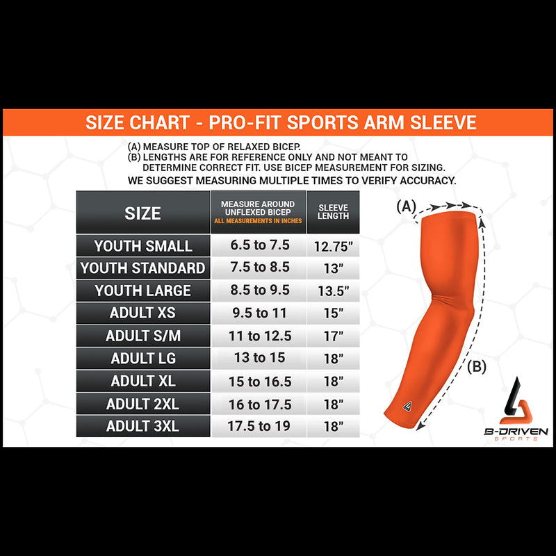 B-Driven Sports Compression Arm Sleeve - Tennis Elbow Forearm Compression Sleeves for Men & Women - Athletic Shooting Sleeve XXXX-Small | Youth Small Black | Razor - NewNest Australia