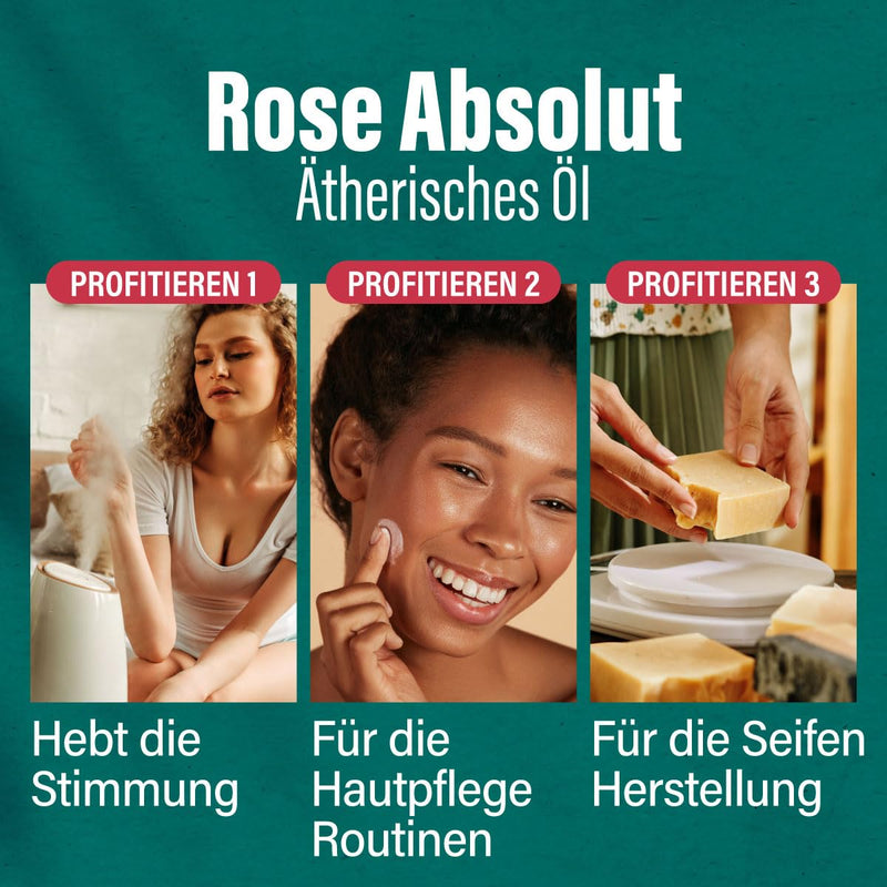 H'Ana Rose Essential Oils For Skin And Aromatherapy - 100% Pure Therapeutic Grade Rose Oil For Face - Rose Essential Oil For Diffuser, Skin, Face, Hair And Perfume (30Ml) - NewNest Australia