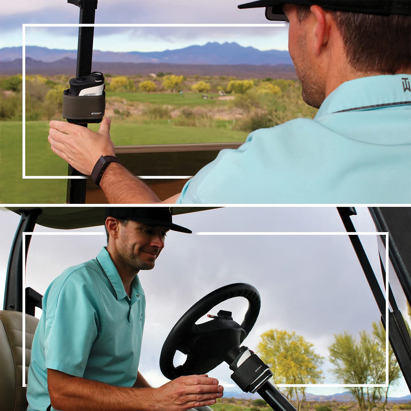 STICKIT Magnetic Rangefinder Strap | Strong Magnet Securely Holds to Golf Carts and Golf Clubs for Easy Access | Slim, Form Fitting, Size Adjustable Gen3 Grey - NewNest Australia