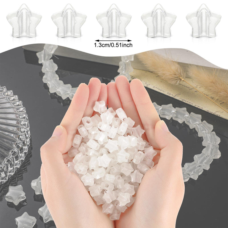 500 Pcs 13 mm Nightglow Star Beads Glow in The Dark Pony Beads White Plastic Beads with Large Hole Beading Supplies for DIY Hair Braiding Necklace Bracelet Jewelry Craft Making - NewNest Australia