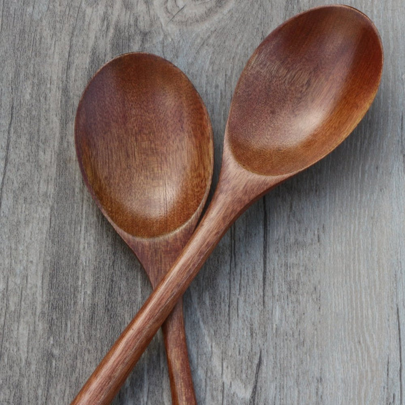 NewNest Australia - Wooden Spoons, 6 Pieces 9 Inch Wood Soup Spoons for Eating Mixing Stirring, Long Handle Spoon with Japanese Style Kitchen Utensil, ADLORYEA Eco Friendly Table Spoon 