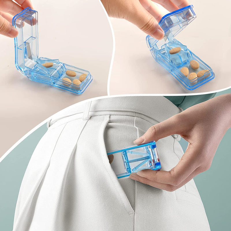 2Pcs Pill Cutter Pill Tablets Cutters Pill Splitter 2-in-1Pill Splitter Portable Large Pills Tablets with Blade and Pill Storage Compartment for Small or Large Pills Cut in Half Quarter - NewNest Australia