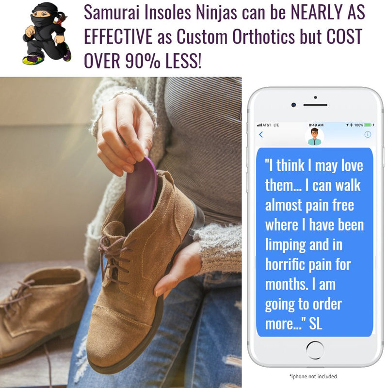 Samurai Insoles Ninjas Plantar Fasciitis Relief Arch Support Shoe Insoles - Podiatrist Designed, Orthotic Lab Made in The USA 6-6.5 Women/4-4.5 Men - NewNest Australia
