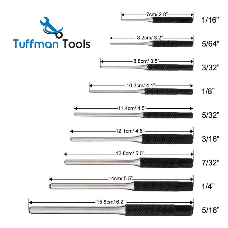 TuffMan Tools, Roll Pin Punch Set 9pc - Great for Gun Building and Removing Pins - NewNest Australia