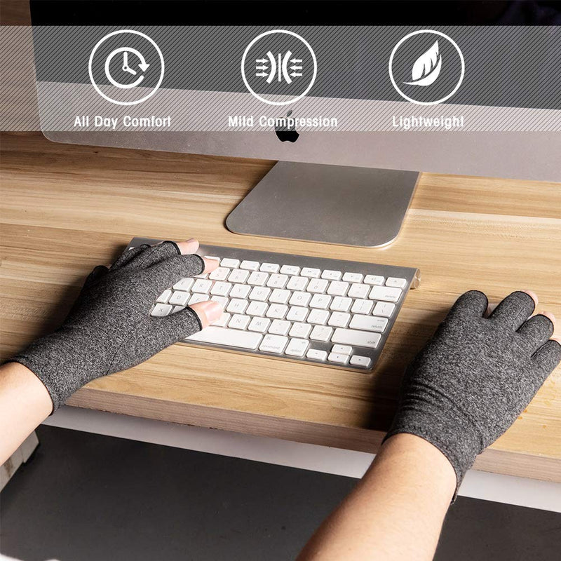 Arthritis Compression Gloves for Women Men, Fingerless Breathable & Moisture Wicking Compression Gloves for Relieving Carpal Tunnel Aches, Rheumatoid Pains, Joint Swell One Pair Small (1 Pair) - NewNest Australia