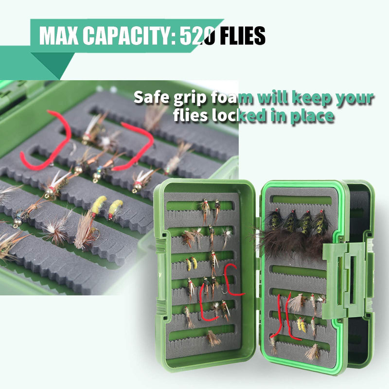 M MAXIMUMCATCH Maxcatch Fly Boxes for Fly Fishing Double Side Waterproof Fishing Tackle Box Olive (4 Split Foam Inserts) 5.9inch x4.1inch x1.7inch - NewNest Australia