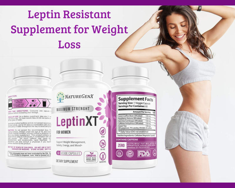 NatureGenX Leptin XT for Women, Extra Strength | Leptin Resistance for Weight Loss & Management, Appetite Suppressant, Metabolism Booster & Fat Burner | Supports Energy & Mood | 60 Capsules - NewNest Australia