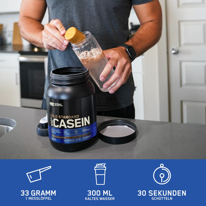 Optimum Nutrition Gold Standard 100% Casein Slow Breakdown Protein Powder with Zinc, Magnesium & Amino Acids, Promotes Muscle Growth & Repair Overnight, Chocolate Supreme, 28 Servings, 924g 924g (Pack of 1) - NewNest Australia