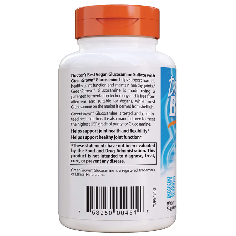 Doctor's Best Vegan Glucosamine Sulfate, Joint Support, Non-GMO, Vegan, Gluten Free, Soy Free, 750 mg 180 Veggie Caps - NewNest Australia