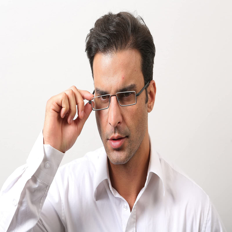 KoKoBin Pack of 2 reading glasses with ultra-light TR90 frame reading aid half glasses made of metal frame with half frame visual aid with glasses case for men and women +1.5 black, blue +1.5 diopters (pack of 2) - NewNest Australia