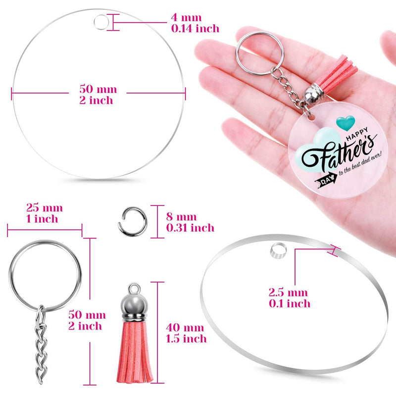 Acrylic Keychain Blanks, Audab 120pcs Clear Keychains for Vinyl Kit Including 30pcs Acrylic Blanks, 30pcs Keychain Tassels, 30pcs Key Chain Rings and 30pcs Jump Rings for DIY Keychain Vinyl Crafting - NewNest Australia