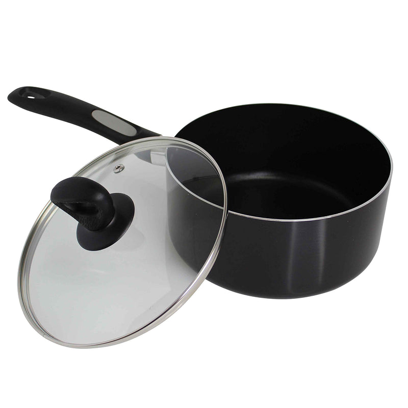 Mirro A79721 Get A Grip Aluminum Nonstick Sauce Pan with Glass Lid Cover Cookware, 1-Quart, Black - - NewNest Australia