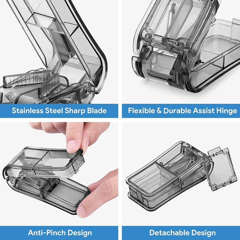 2Pcs Pill Cutter Pill Tablets Cutters Pill Splitter 2-in-1Pill Splitter Portable Large Pills Tablets with Blade and Pill Storage Compartment for Small or Large Pills Cut in Half Quarter - NewNest Australia