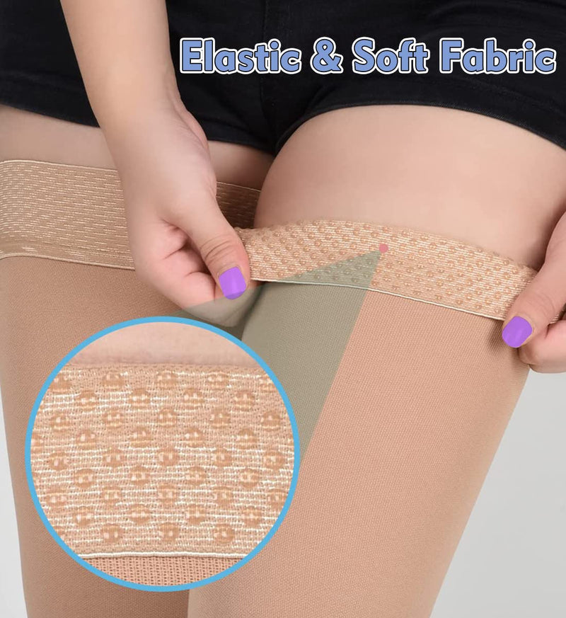 SKYFOXE Medical Thigh High Compression Stockings 15-20 mmHg for Women & Men Footless Firm Support Hose with Silicone Dot 1-footless Beige Small - NewNest Australia