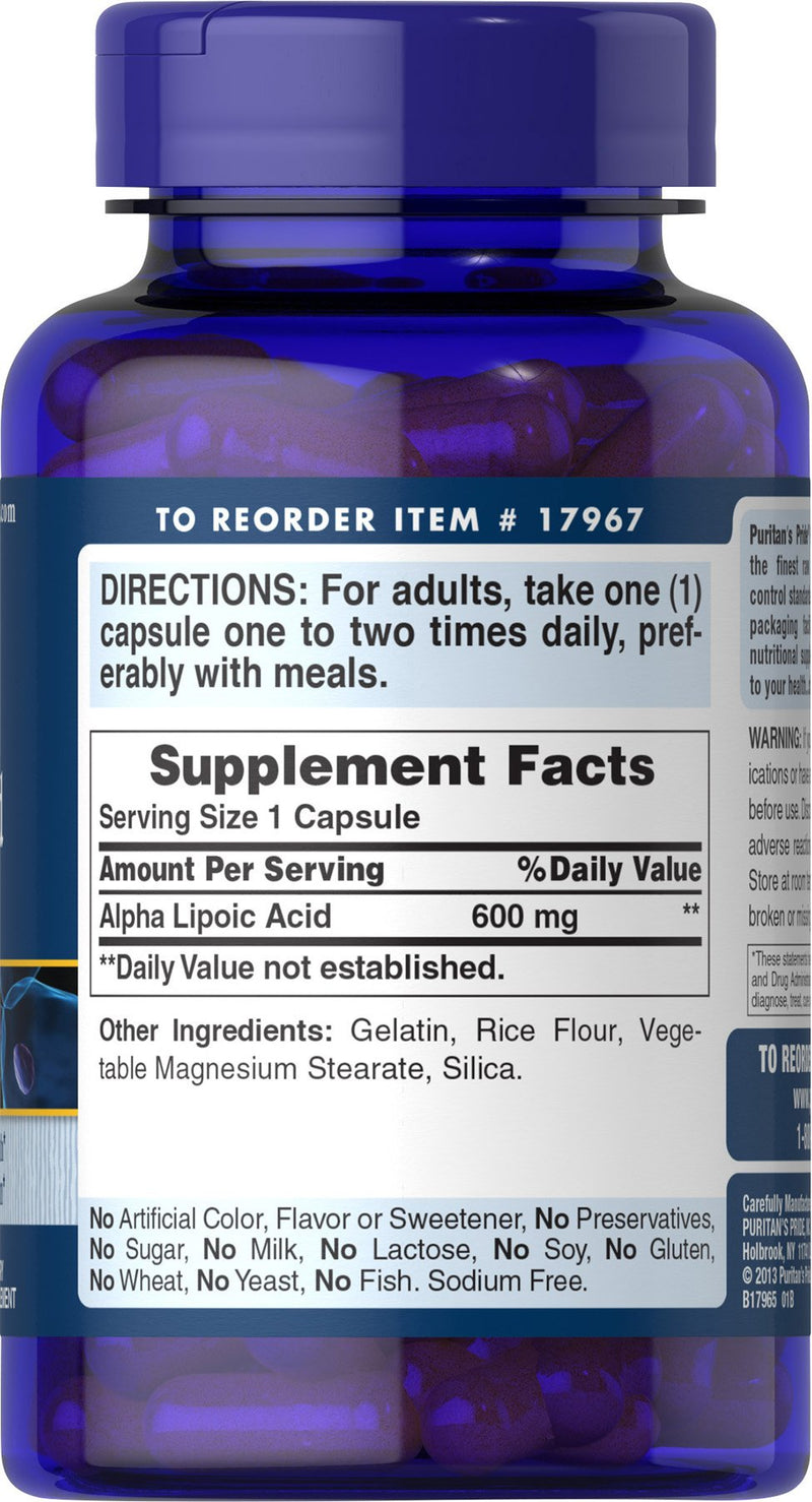 Puritan's Pride Alpha Lipoic Acid 600 Mg, 120 Count - NewNest Australia