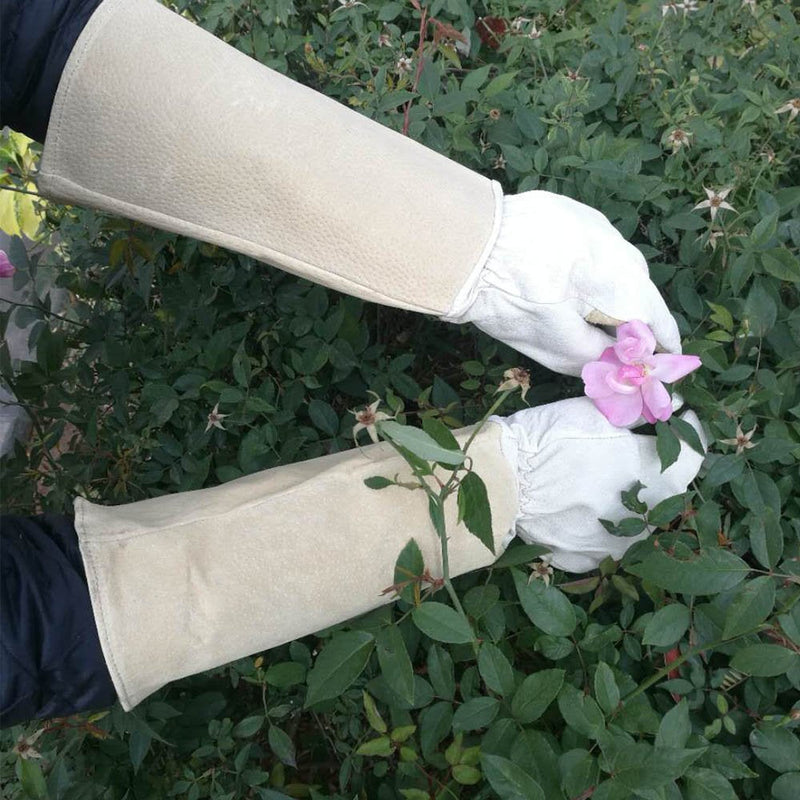 Pruning Gloves Long for Men & Women, Pigskin Leather Rose Gardening Gloves- Breathable & Durability Gauntlet Gloves X-Small Beige - NewNest Australia