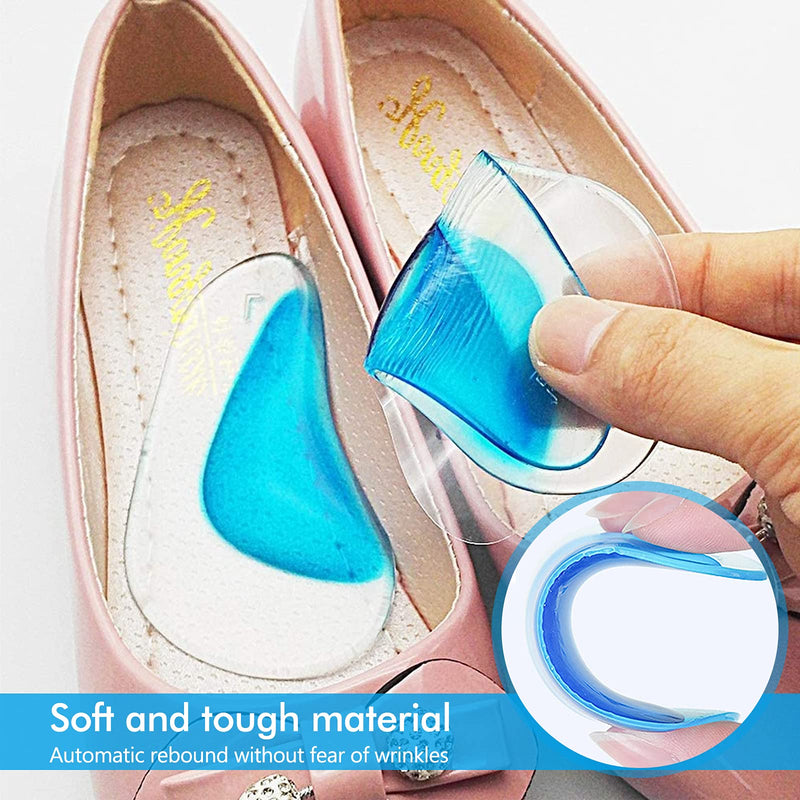 BOFUS 4 Pairs Gel Arch Insoles,Silicone Orthopedic Flat Feet Fallen Heel Spurs Orthotic Arch Support Insoles Plantar Fasciitis Shoe Arch Support Gel Heel Inserts Cushion Pads Cups for Women Men,Blue - NewNest Australia