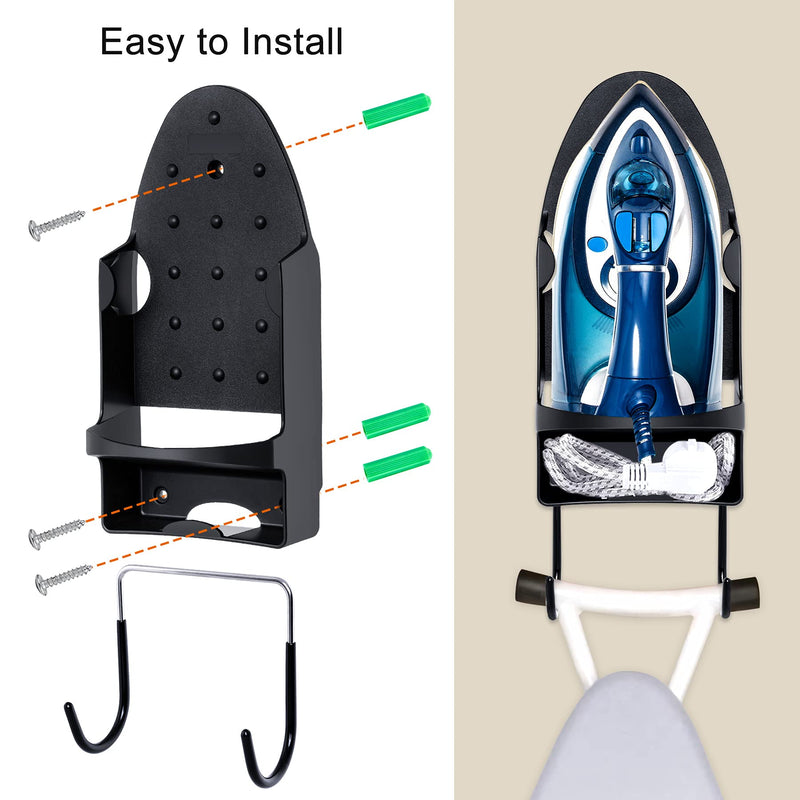 Pensino Ironing Board Hanger Wall Mount Ironing Holder Iron Hanger with Iron Board Rack for Max 5.3 Inch Width Iron ( Black) - NewNest Australia