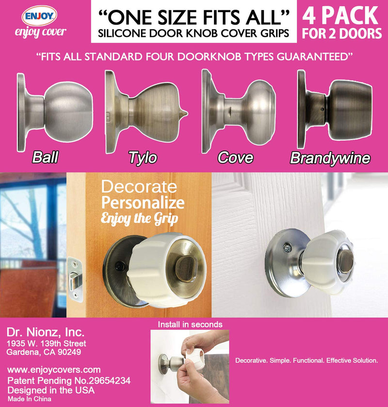 Enjoy Cover - Silicone Door knob Grips Nonslip Arthritis & Senior Living Aids Fits All Door Knob Universal Size 4 Pack White - NewNest Australia