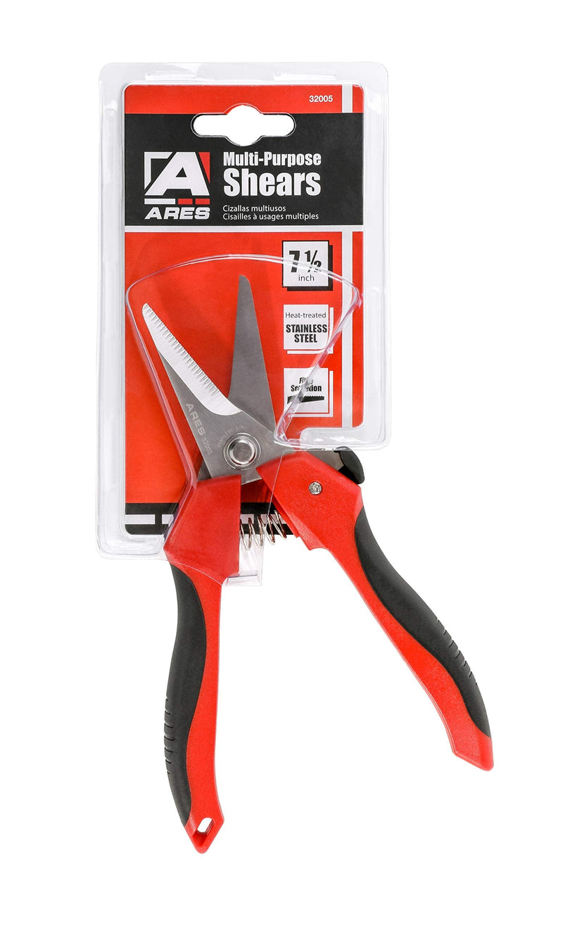 ARES 32005 - 7 1/2-Inch Multi-Purpose Shears - Finely Serrated High Carbon Stainless Steel Blades - Cuts Wire, Insulation, Soft Cable and More - NewNest Australia
