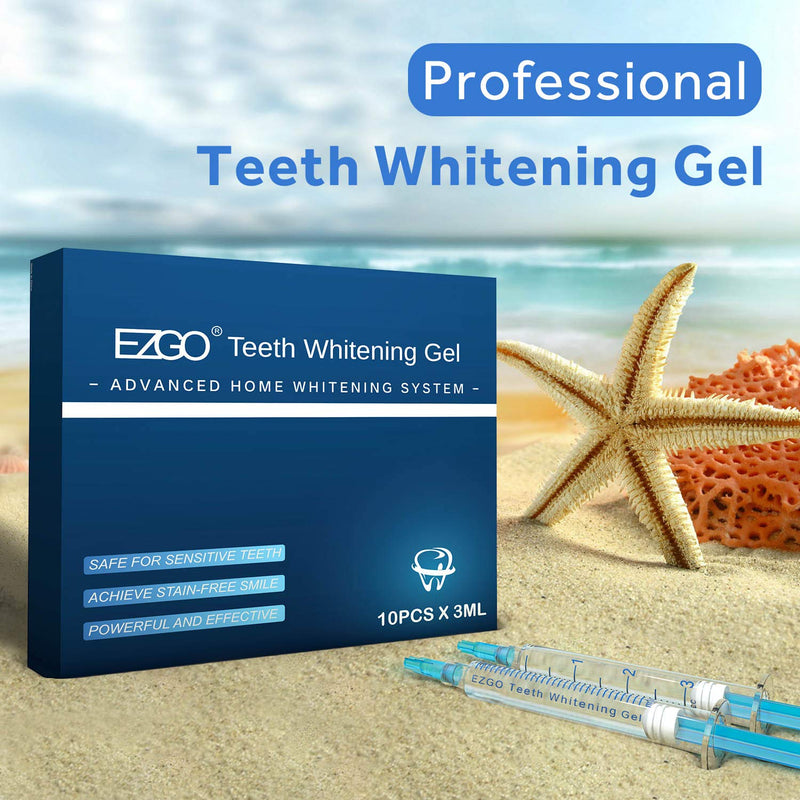 EZGO 10 Pack Teeth Whitening Gel Refills 22% Bleaching Gel, No Sensitive Teeth Whitener, Great for Sensitive Tooth Whitening, Works with Teeth Whitening LED Light and Tray (10X 3ML) 10*3ml-new - NewNest Australia