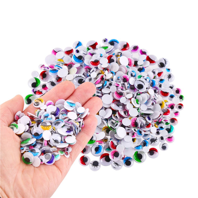 CCINEE 500 Pieces 6-12 mm Wiggle Eyes Multi Color Google Eyes with Self Adhesive Eyelash Googly Eyes for Craft Making - NewNest Australia
