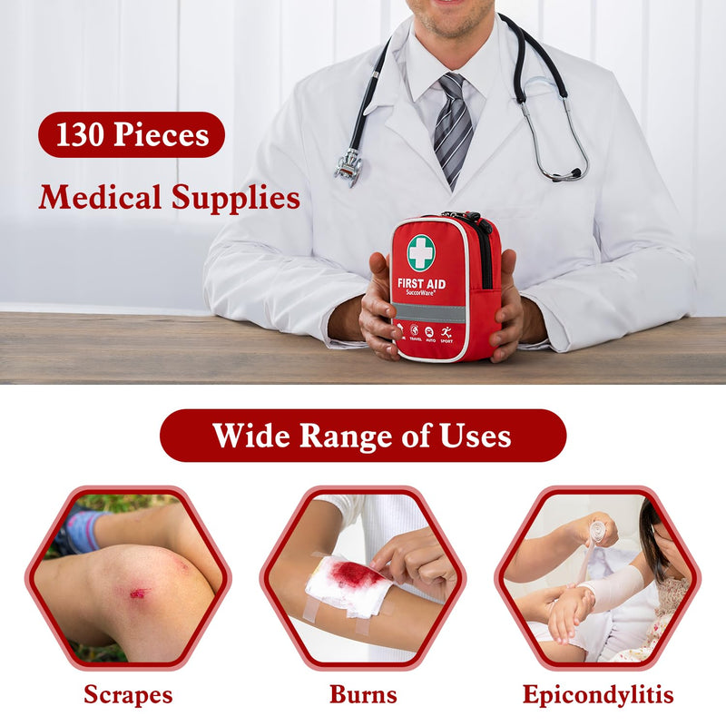 130 Pieces First Aid Kit with Hospital Grade Medical Supplies - Includes Emergency Blanket, Bandage - Great for Home, Outdoors, Office, Car, Travel, Camping, Hiking, Boating - NewNest Australia