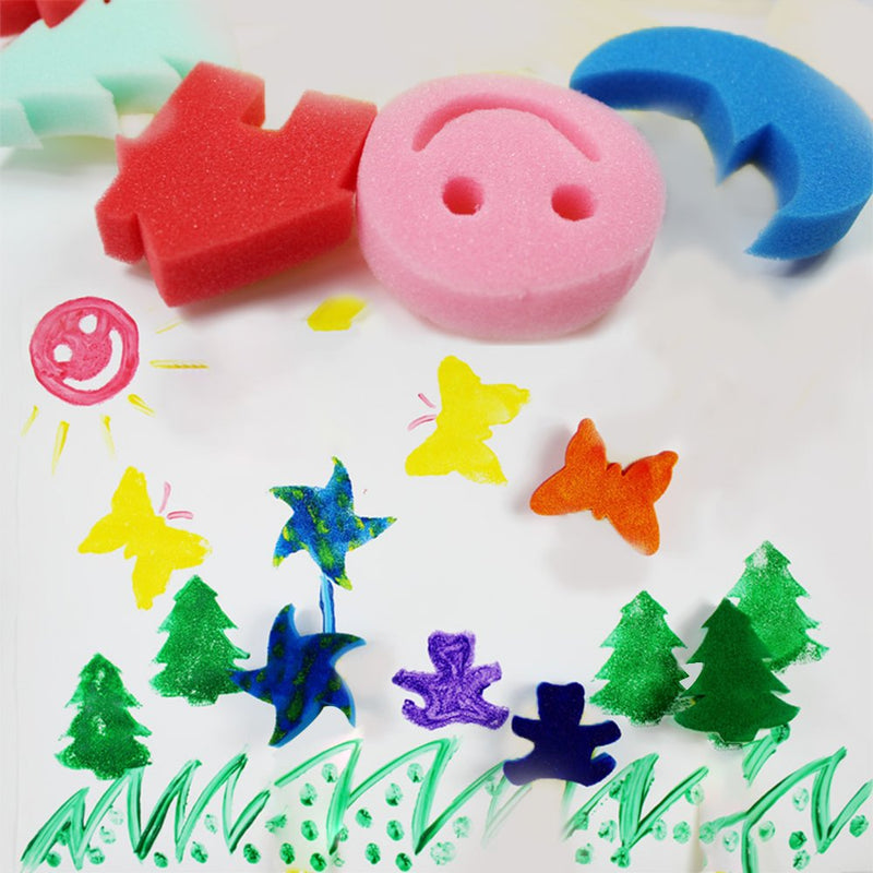 LEOBRO 30pcs Sponge Painting Shapes Painting Craft Sponge for Toddlers Assorted Pattern Early Learning Sponge for Kids Shipping by FBA - NewNest Australia