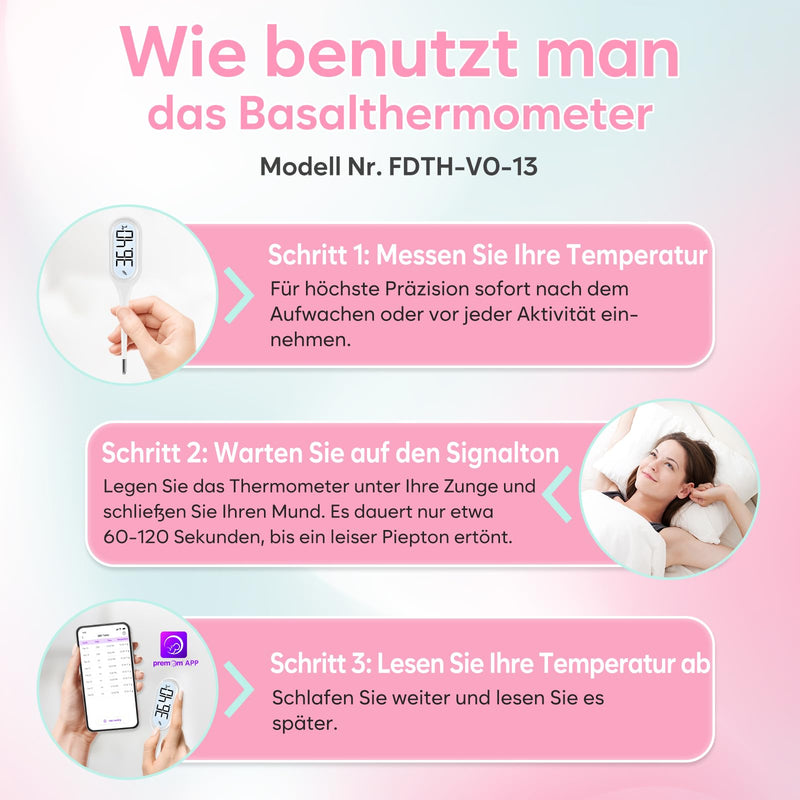 Easy@Home basal thermometer for cycle control: basal temperature thermometer fertility thermometer for fertility and ovulation tracking & fever detection with Premom APP - NewNest Australia