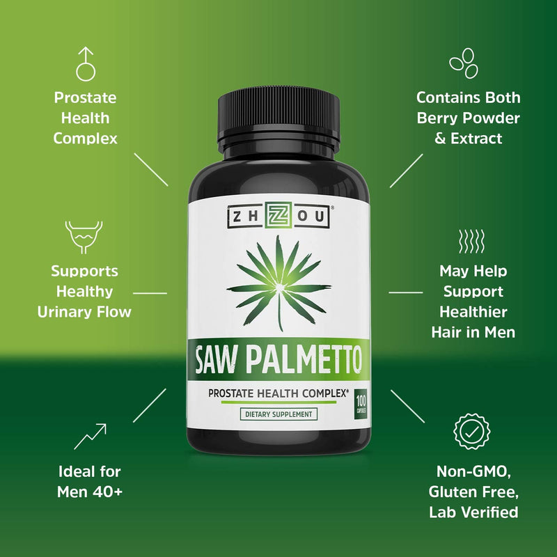 Zhou Saw Palmetto 500 mg | For Prostate Health | Healthy Urination Frequency & Flow | 100 Capsules - NewNest Australia