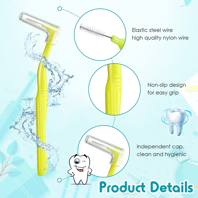 30 Packs Angle Interdental Brushes Small L Shaped Dental Brushes Yellow Interdental Brushes with Long Handle and Angled Neck for Cleaning of Interdental Spaces - NewNest Australia