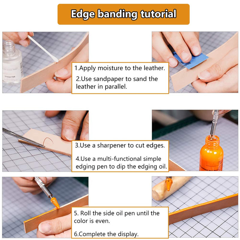 Leather Edge Dye Pen, Double Head, Leather Edge Roller Pen Applicator, Leather Edge Printing Tool, Edge Treatment Roller Pen for Leather Craft DIY Working(Round Head and Tapered Head) - NewNest Australia