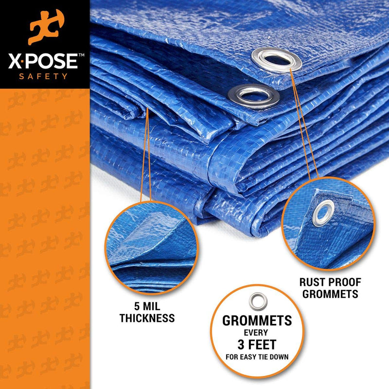 Better Blue Poly Tarp 5' x 7' - Multipurpose Protective Cover - Lightweight, Durable, Waterproof, Weather Proof - 5 Mil Thick Polyethylene - by Xpose Safety - NewNest Australia