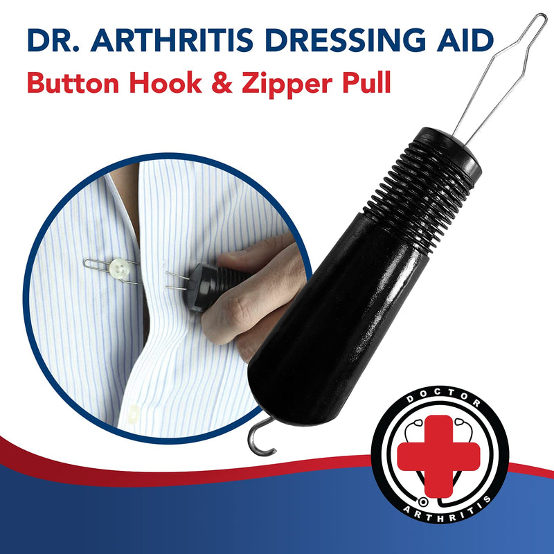 Button Hook & Zipper Pull, Assist, Helper Device, Dress Clothes Tool, Button Shirts Aid, One Hand, Disability, Handicapped and Seniors by Dr. Arthritis - NewNest Australia