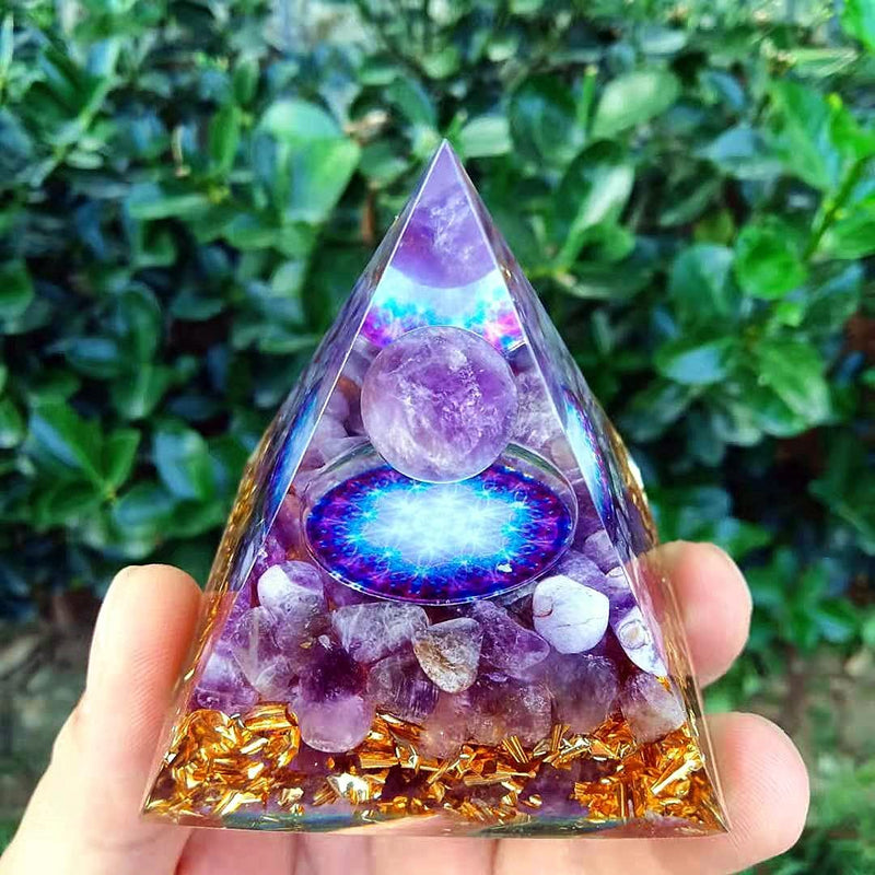 ycyingcheng Amethyste Pyramid Ogan Crystal Energy Tower, Nature Reiki Chakra Crushed Stone, Positive Energy Generator Orgonite Pyramid Protection Energy Protection Home Office Decor T - NewNest Australia