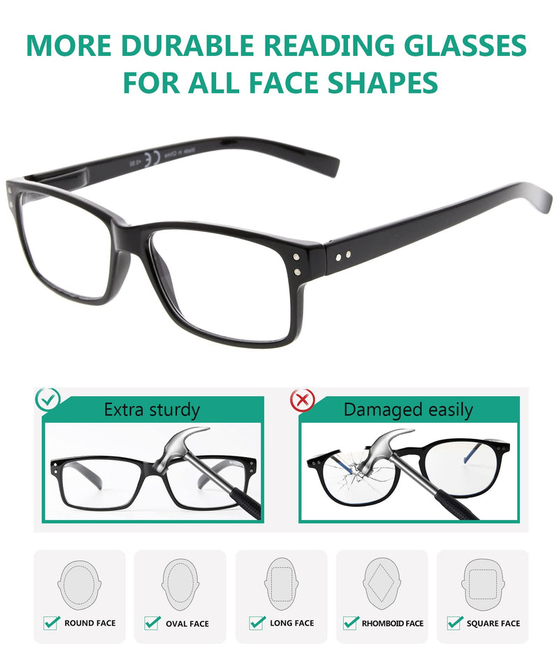 Eyekepper 5 pieces classic spring hinge reading glasses sun reading glasses black 5 pieces transparent lens 1.5 diopters - NewNest Australia