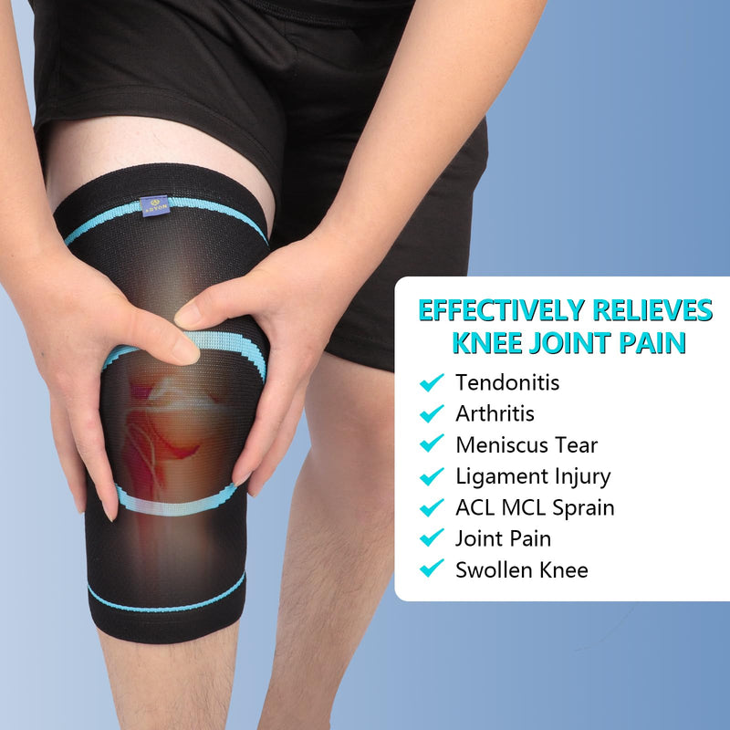 Abyon Knee Support For Men Women, Pack Of 2 Compression Knee Support For Meniscus Tear, Arthritis, Joint Pain, Ligament Injury, Acl, Mcl, Tendonitis, Running, Sports - NewNest Australia